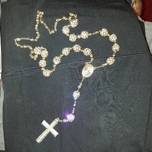 Melody Ehsani Gold Rhinestone Cross Necklace